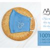hand-embroidered handkerchief with blue bodhi leaves 3