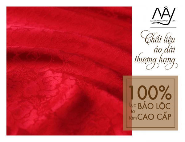 red woven Bao Loc silk fabric