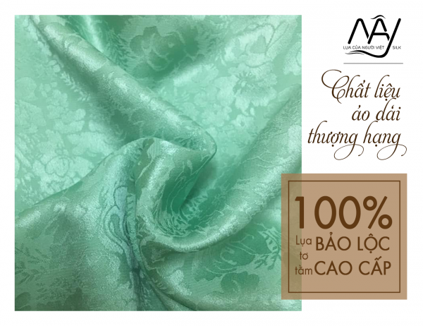 Bao Loc silk fabric woven with turquoise texture