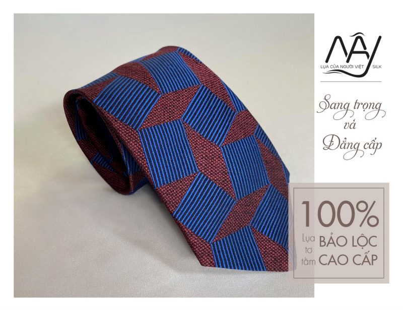 red and blue woven silk tie