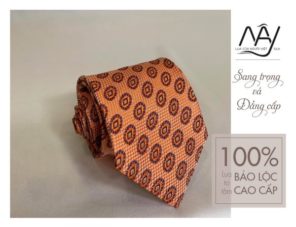 orange textured woven silk tie