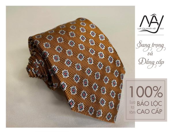woven silk tie with orange pattern