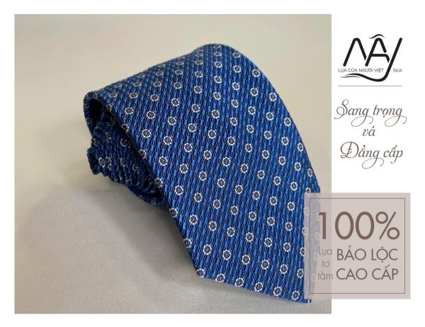 Blue textured woven silk tie