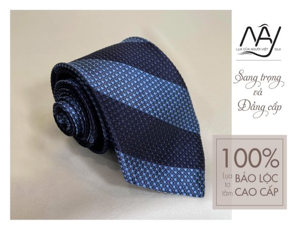blue and black textured silk tie