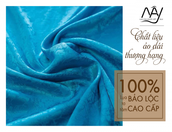 Bao Loc silk fabric woven with luxurious blue motifs