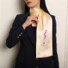 beige lavender embroidered silk scarf 4