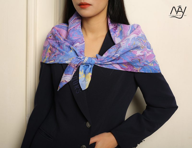 Silk scarf painted with water seal color of peace 9