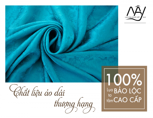 Bao Loc silk fabric woven with rose pattern in duck neck blue