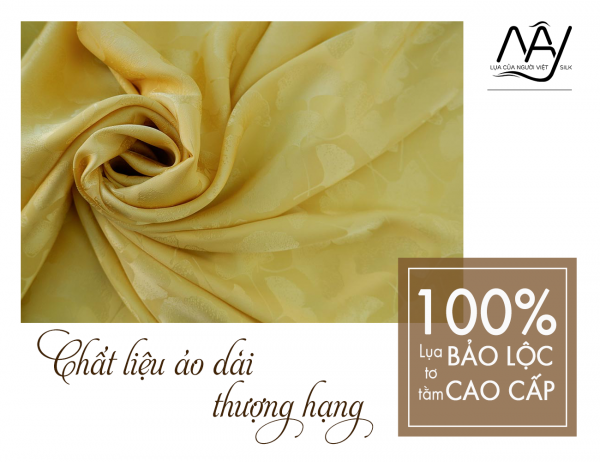 Bao Loc silk fabric woven with yellow fan leaf pattern