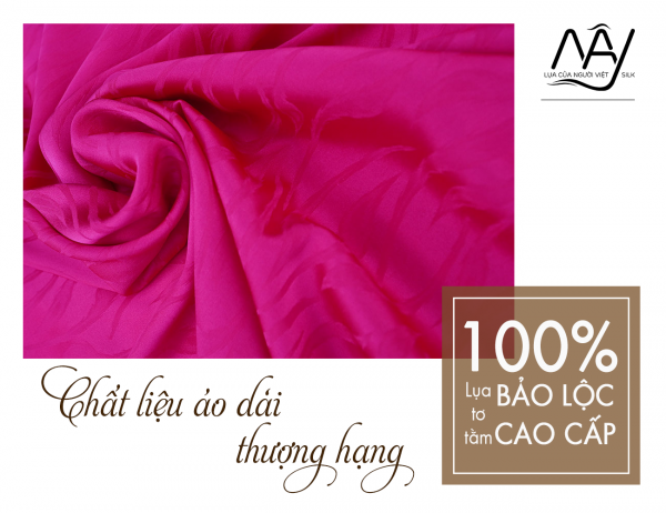 Bao Loc silk fabric woven with pink lotus flower feather pattern