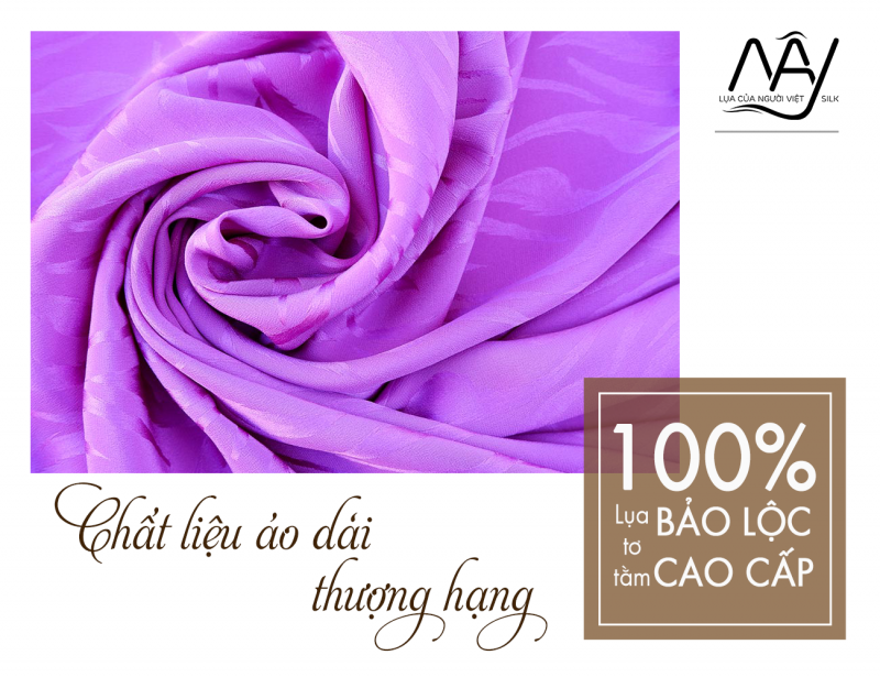 Bao Loc silk fabric woven with purple feathers