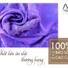 vải lụa tơ tằm bảo lộc dệt họa tiết vân hoa lan màu tím