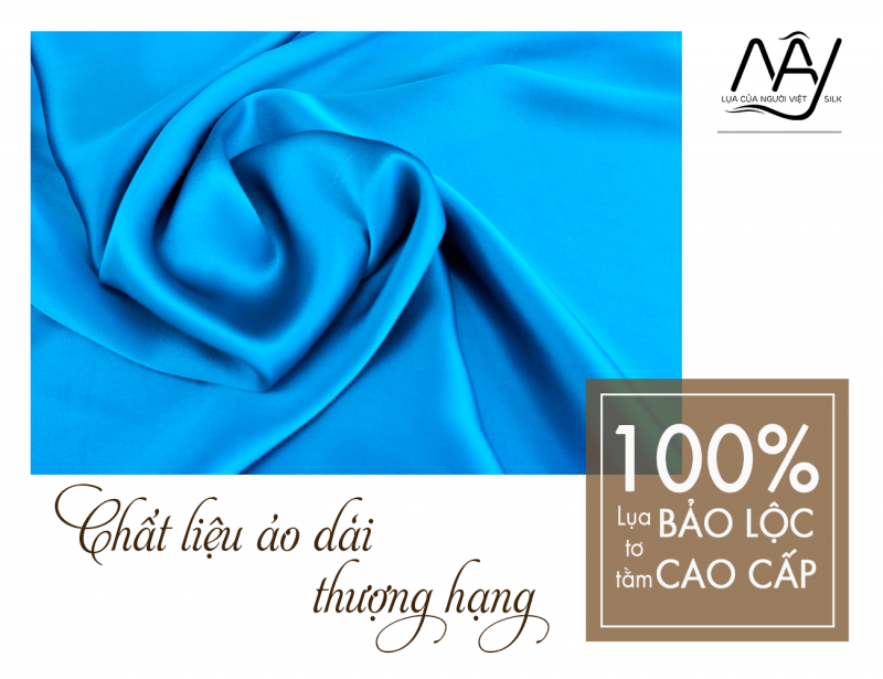 sweet blue pure silk Bao Loc silk fabric
