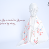 white peach blossom hand-painted silk scarf 8585