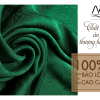 Bao Loc silk fabric woven with emerald lotus flower pattern