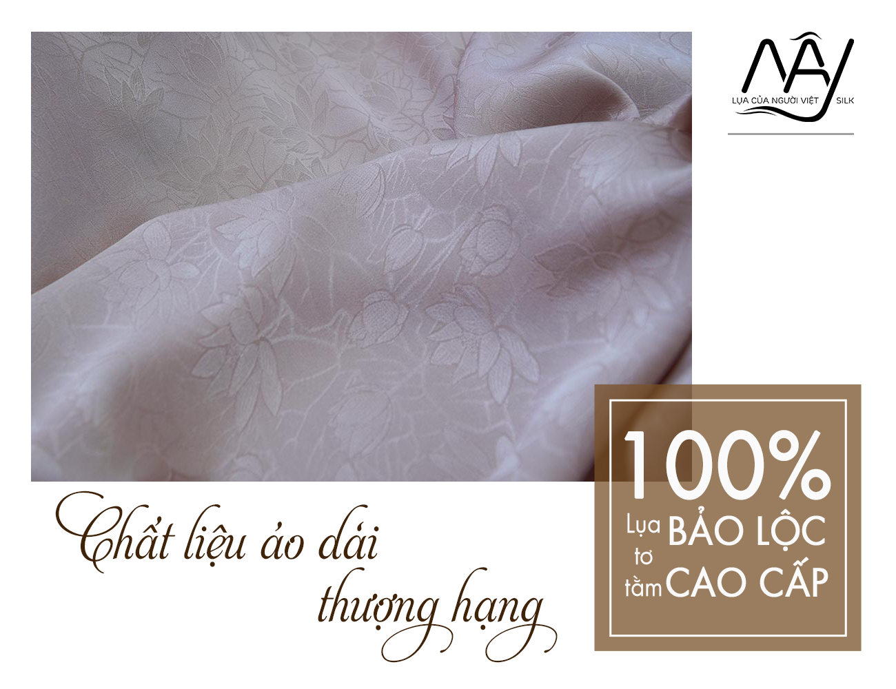 Bao Loc silk fabric woven with lotus flower pattern in nude color 1