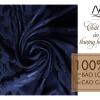 Bao Loc silk fabric woven fan leaf pattern in navy color