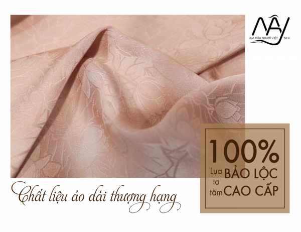 silk fabric Bao Loc woven lotus beige