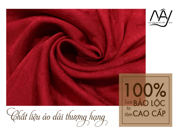 Bao Loc silk fabric woven red lotus