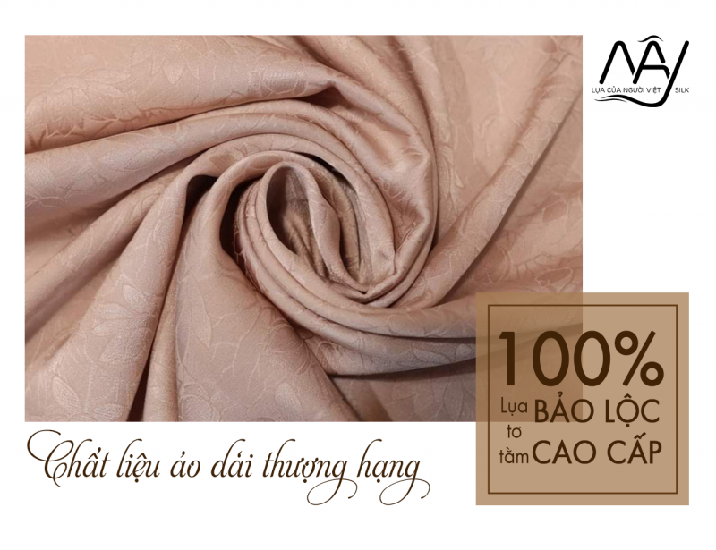 silk fabric Bao Loc woven lotus beige